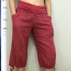 SOLD ANTHROPOLOGIE Mermaid Red Linen Capri